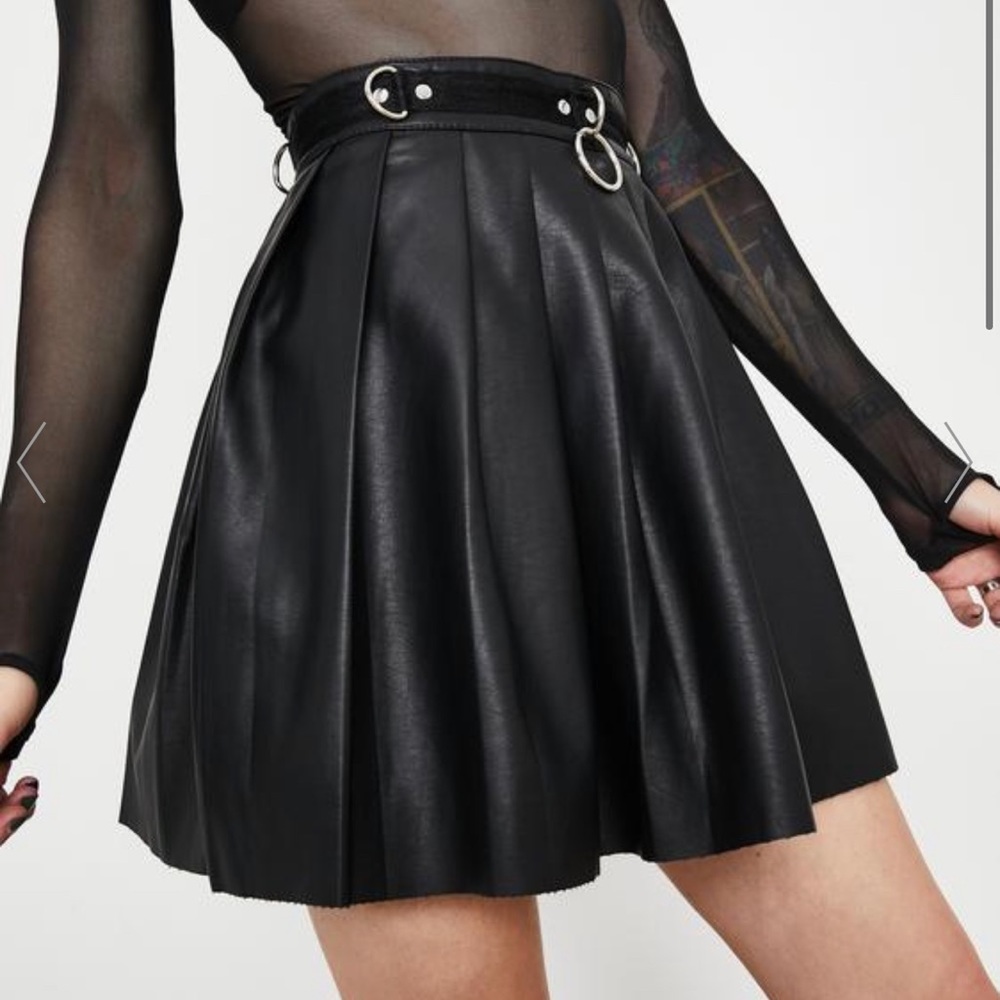 Current Mood High Waist Pleated Vegan Leather Skirt